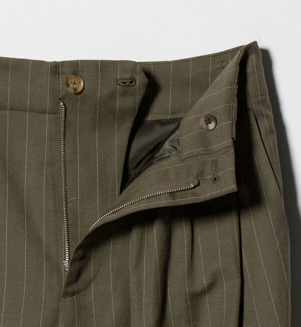 BEAUTY&YOUTH UNITED ARROWS「麻ブレンド ストライプ タブ タックパンツ」|スラックス|