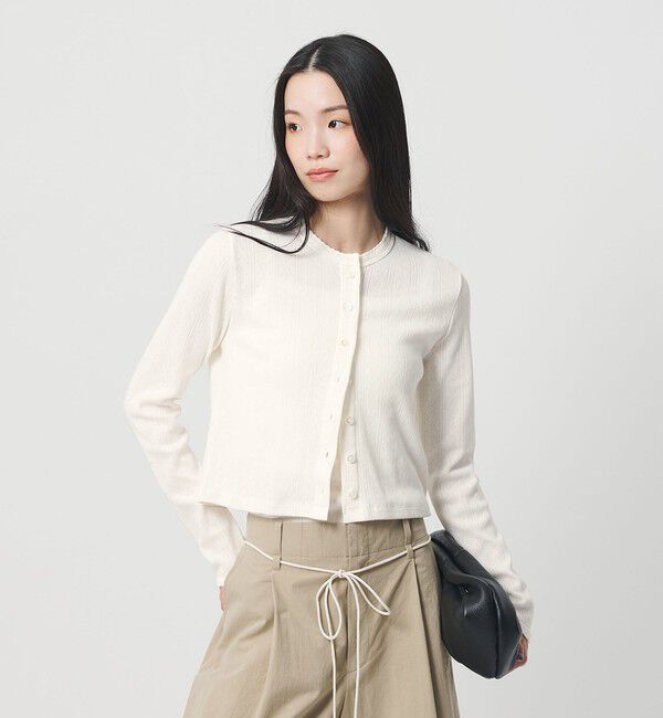 BEAUTY&YOUTH UNITED ARROWS「コットン パターンメッシュ カーディガン ウォッシャブル」|カーディガン|WHITE