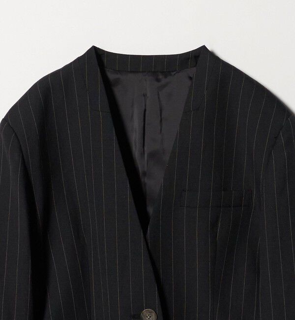 BEAUTY&YOUTH UNITED ARROWS「麻ブレンド ストライプ カラーレス ジャケット」|ノーカラージャケット|