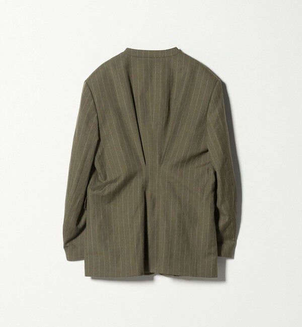 BEAUTY&YOUTH UNITED ARROWS「麻ブレンド ストライプ カラーレス ジャケット」|ノーカラージャケット|