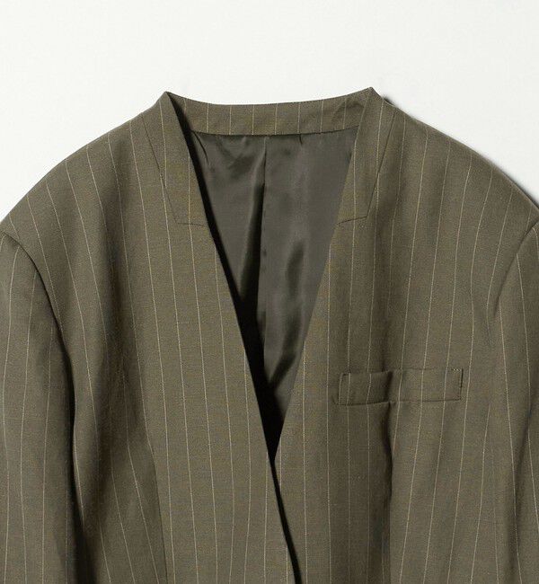 BEAUTY&YOUTH UNITED ARROWS「麻ブレンド ストライプ カラーレス ジャケット」|ノーカラージャケット|