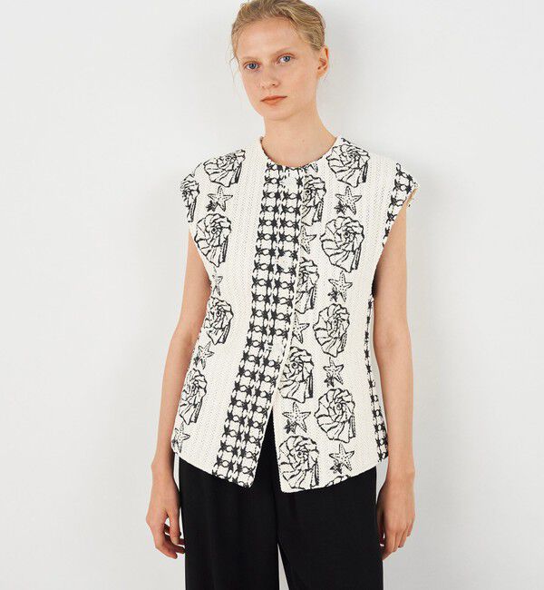 DES PRES「シェルプリントラッセルニット クルーネックジレ」|ベスト・ジレ|