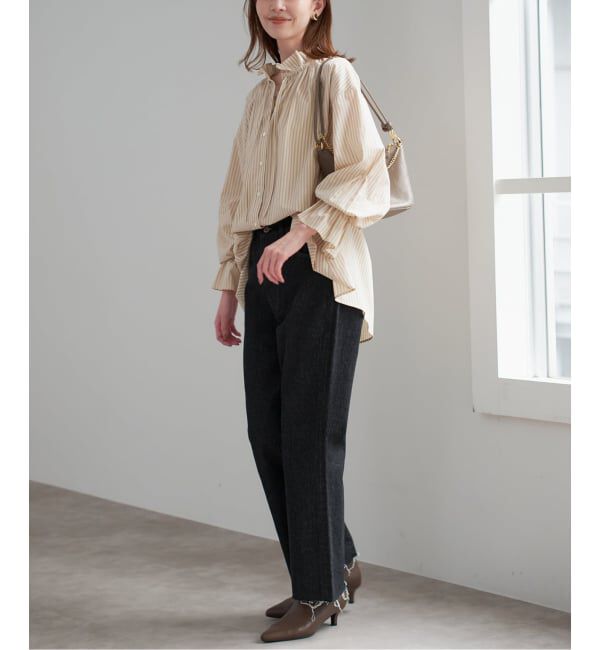 SLOBE IENA「《一部WEB・店舗限定カラーあり》タイプライターフリルカラーブラウス」|シャツ・ブラウス|