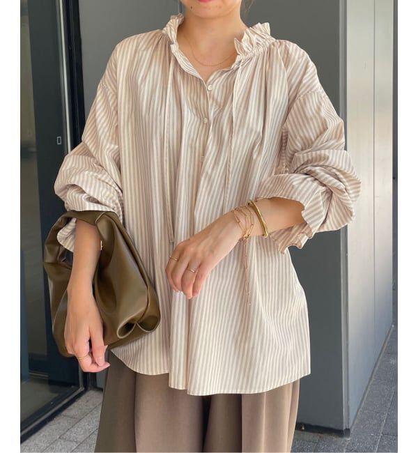 SLOBE IENA「《一部WEB・店舗限定カラーあり》タイプライターフリルカラーブラウス」|シャツ・ブラウス|