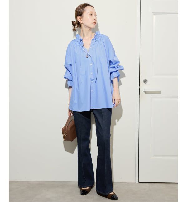 SLOBE IENA「《一部WEB・店舗限定カラーあり》タイプライターフリルカラーブラウス」|シャツ・ブラウス|