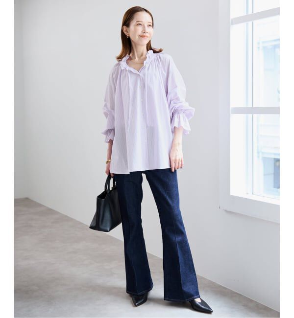 SLOBE IENA「《一部WEB・店舗限定カラーあり》タイプライターフリルカラーブラウス」|シャツ・ブラウス|