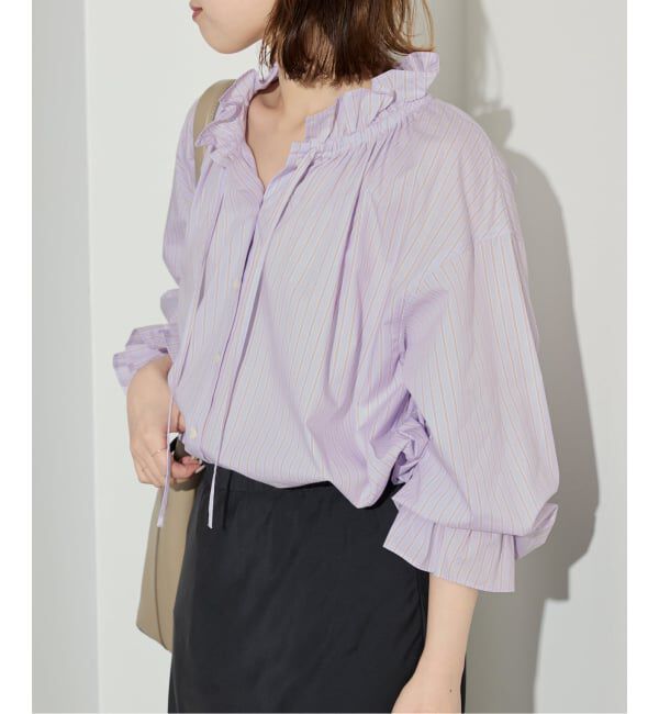 SLOBE IENA「《一部WEB・店舗限定カラーあり》タイプライターフリルカラーブラウス」|シャツ・ブラウス|