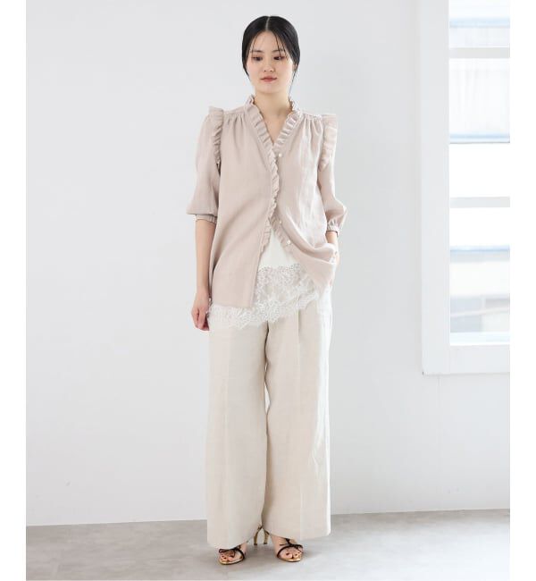 IENA「《予約/一部店舗限定》 コットンシュリンク7分袖ブラウス」|シャツ・ブラウス|