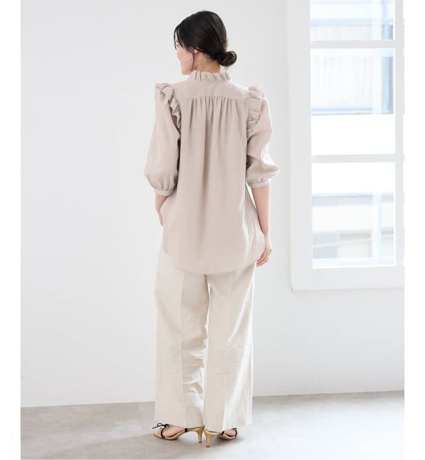 IENA「《予約/一部店舗限定》 コットンシュリンク7分袖ブラウス」|シャツ・ブラウス|