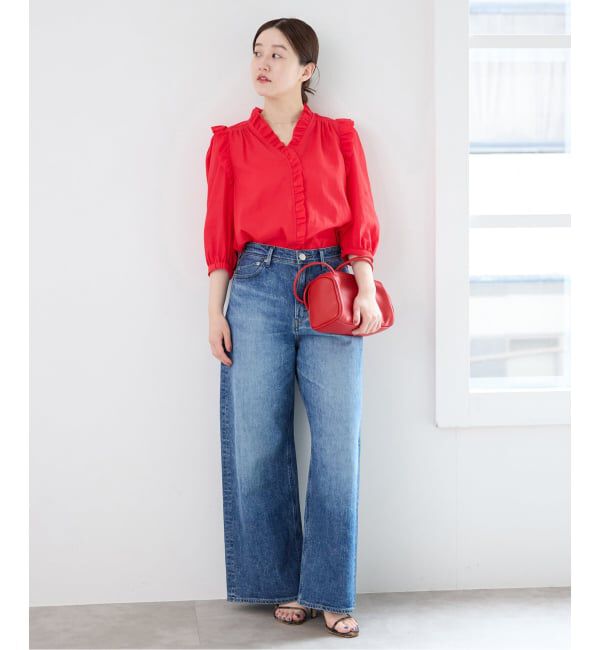 IENA「《予約/一部店舗限定》 コットンシュリンク7分袖ブラウス」|シャツ・ブラウス|