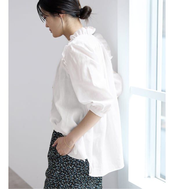 IENA「《予約/一部店舗限定》 コットンシュリンク7分袖ブラウス」|シャツ・ブラウス|