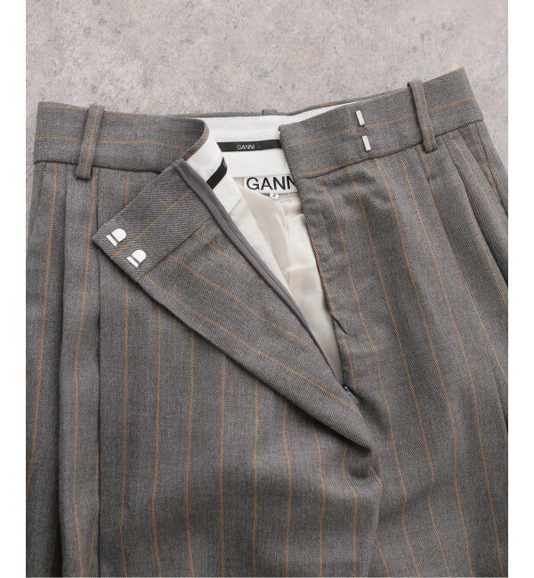PULP「GANNI / ガニー　Wool Stripe Mid Waist Pants」|スラックス|