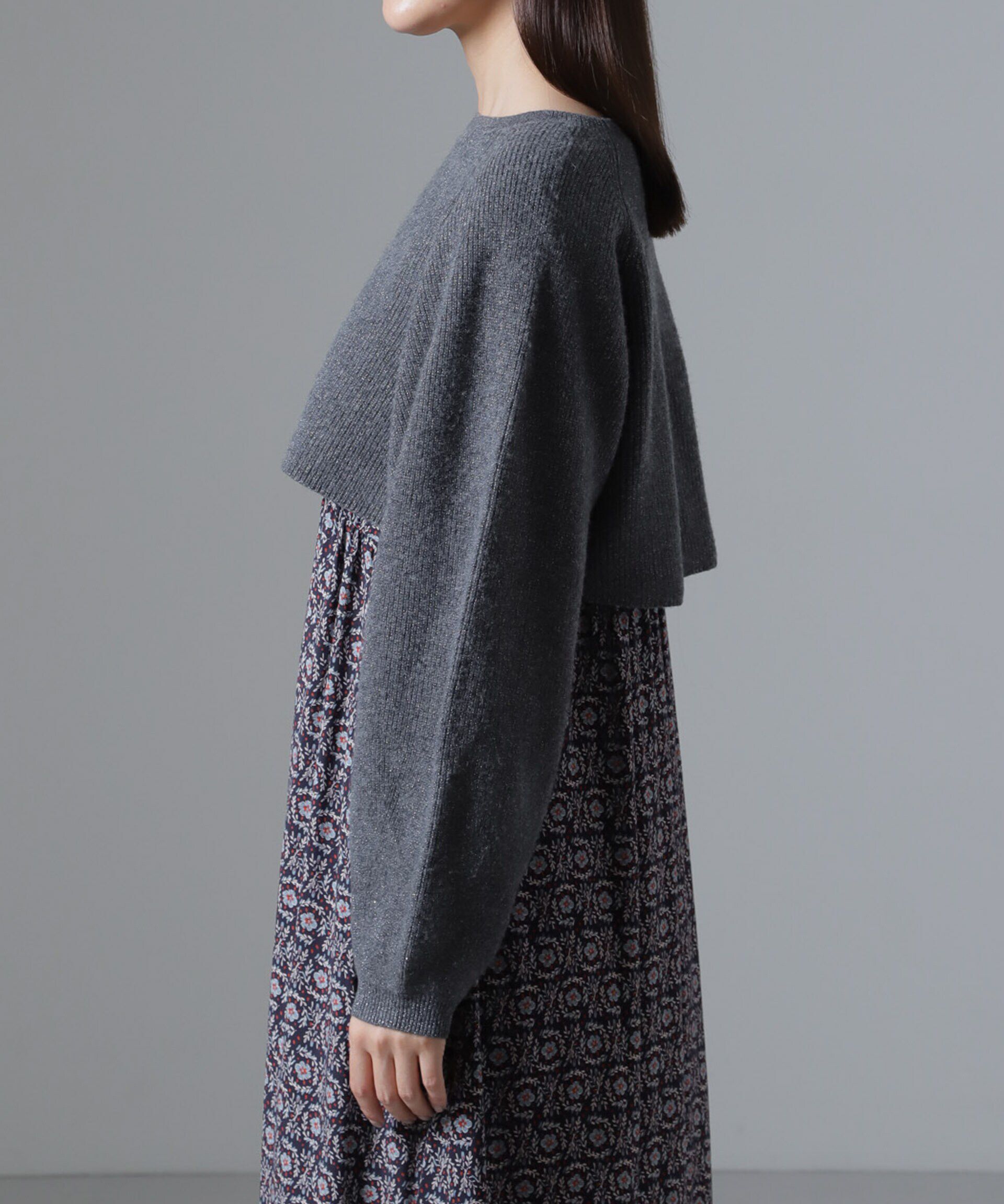 nano･universe「片畔ラメショートニットプルオーバー」|ニット・セーター|