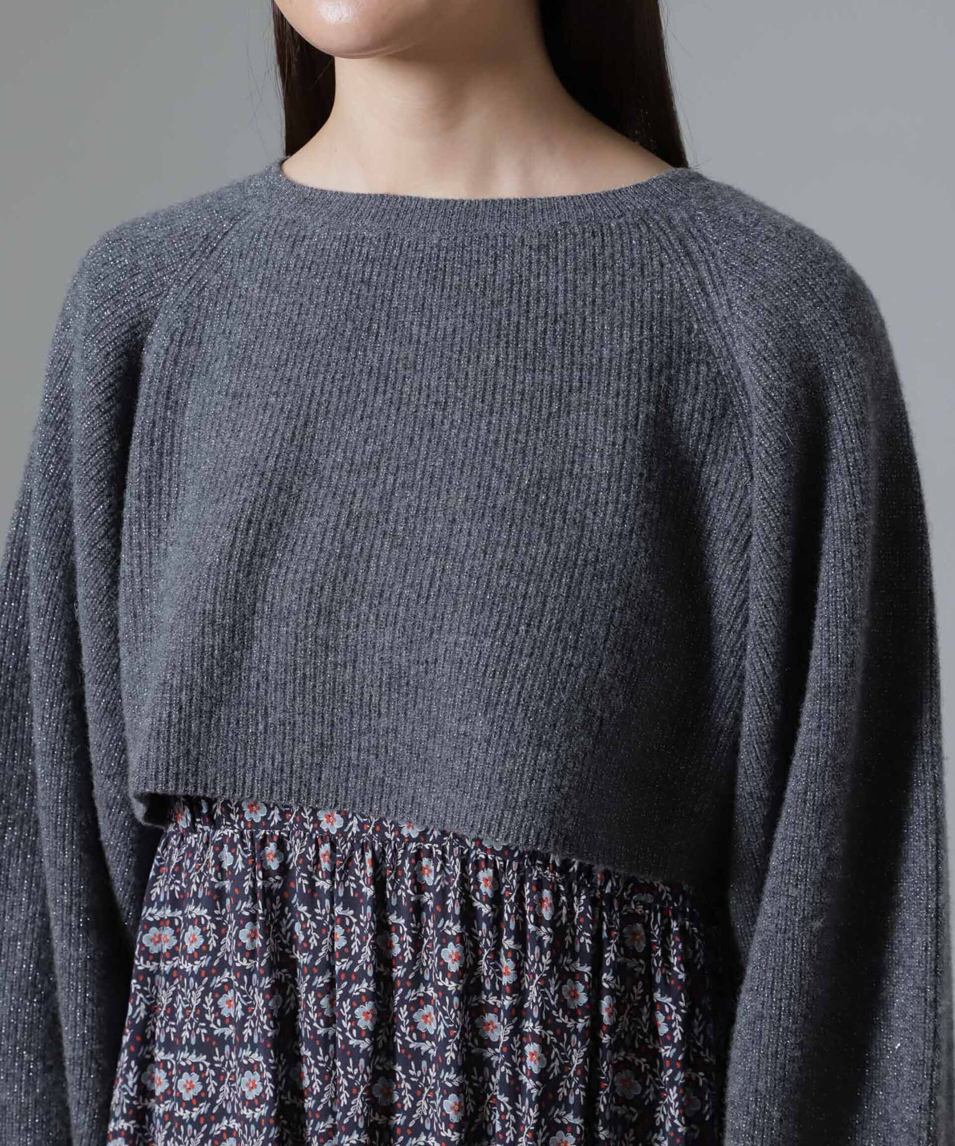 nano･universe「片畔ラメショートニットプルオーバー」|ニット・セーター|