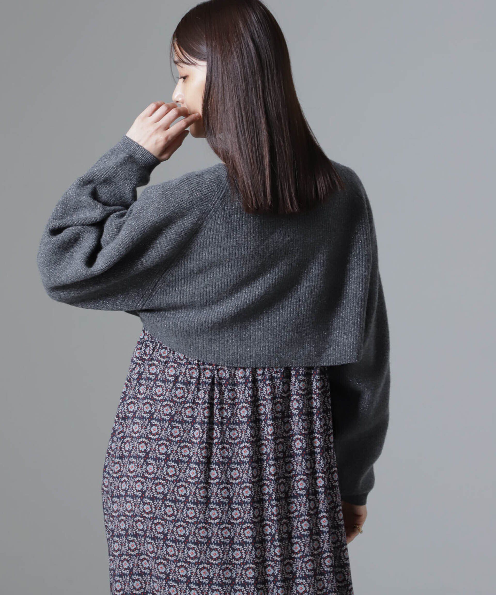 nano･universe「片畔ラメショートニットプルオーバー」|ニット・セーター|