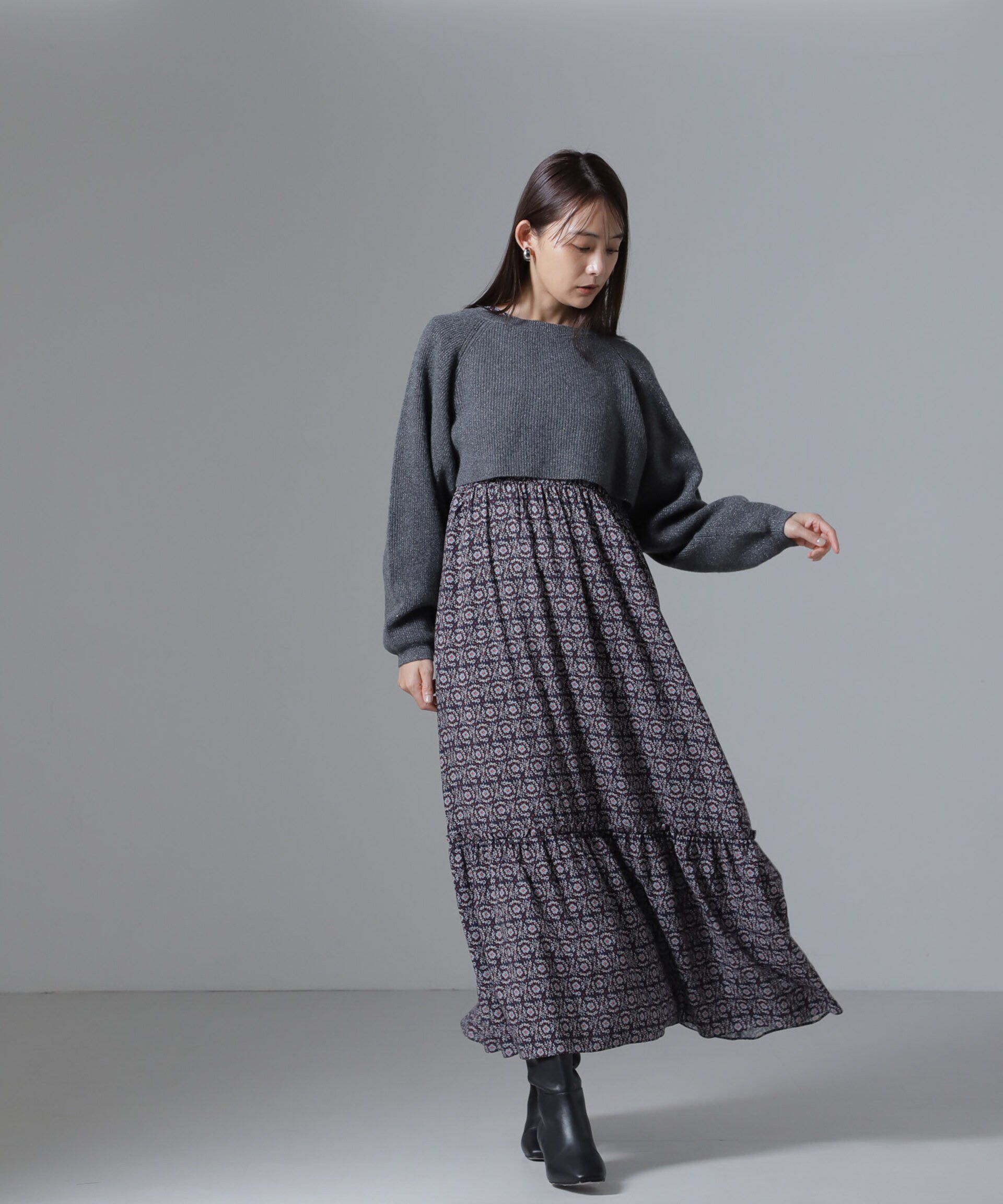 nano･universe「片畔ラメショートニットプルオーバー」|ニット・セーター|