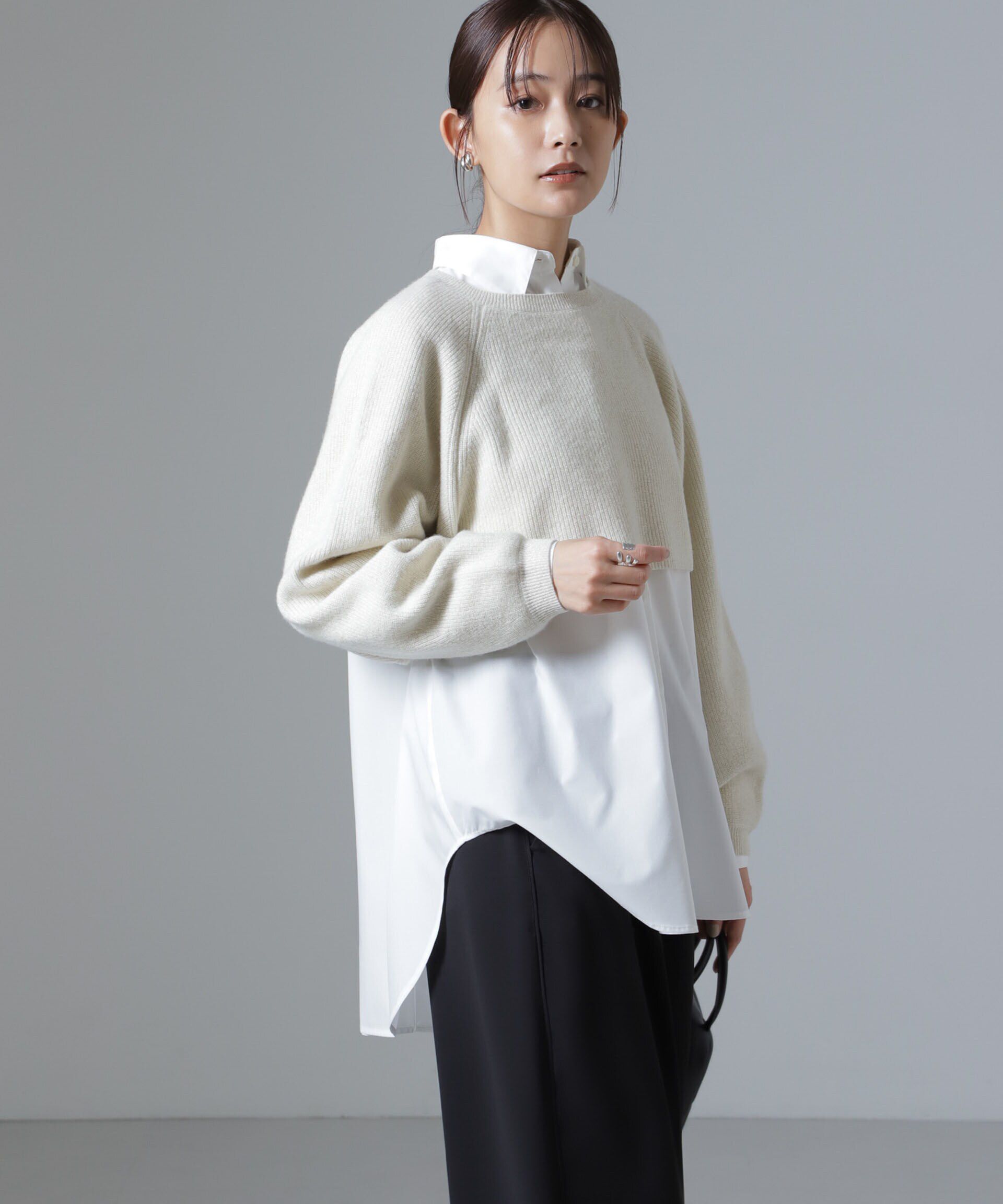 nano･universe「片畔ラメショートニットプルオーバー」|ニット・セーター|