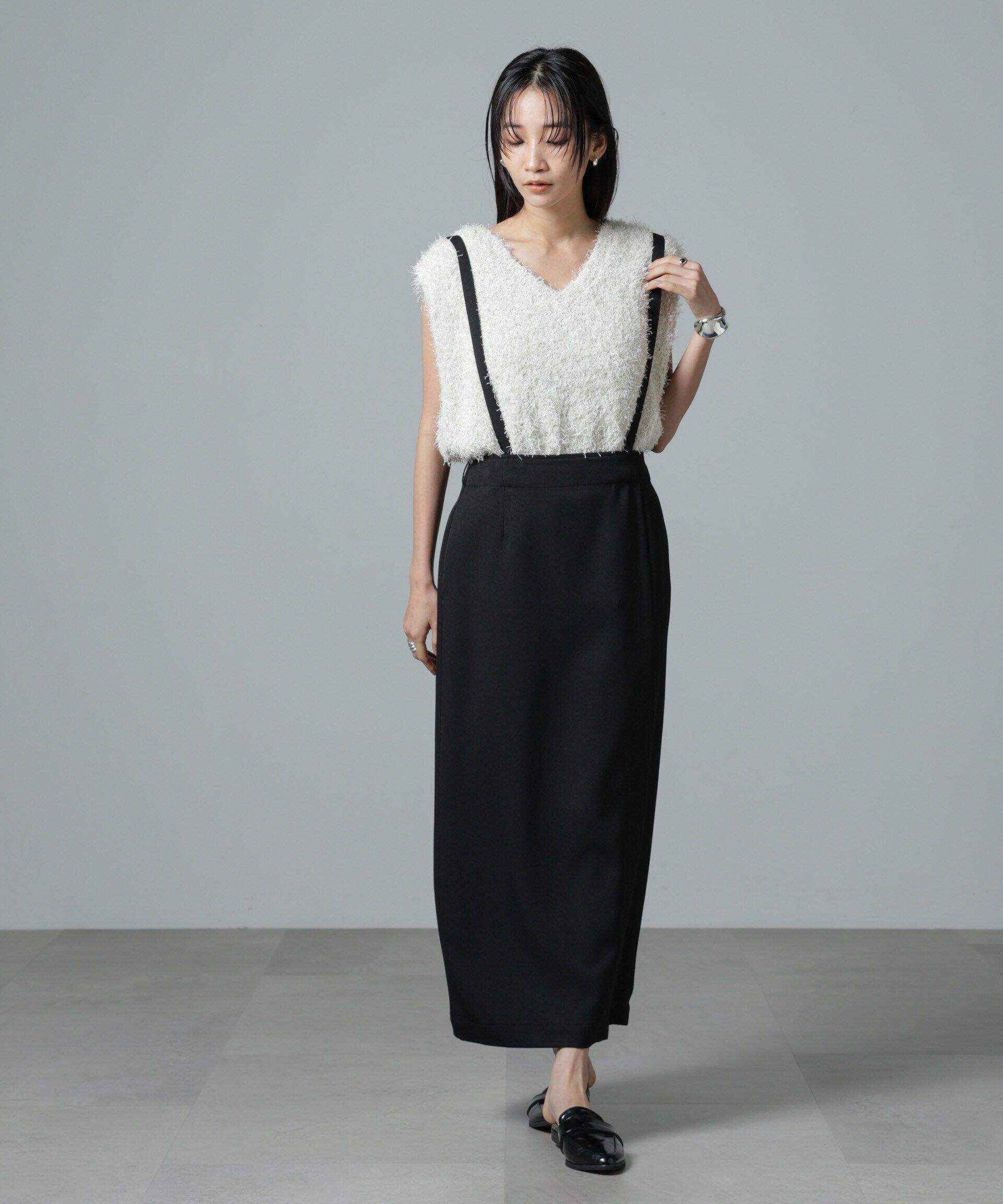 nano･universe「取り外しサスペンダー2wayスカート」|ワンピース|