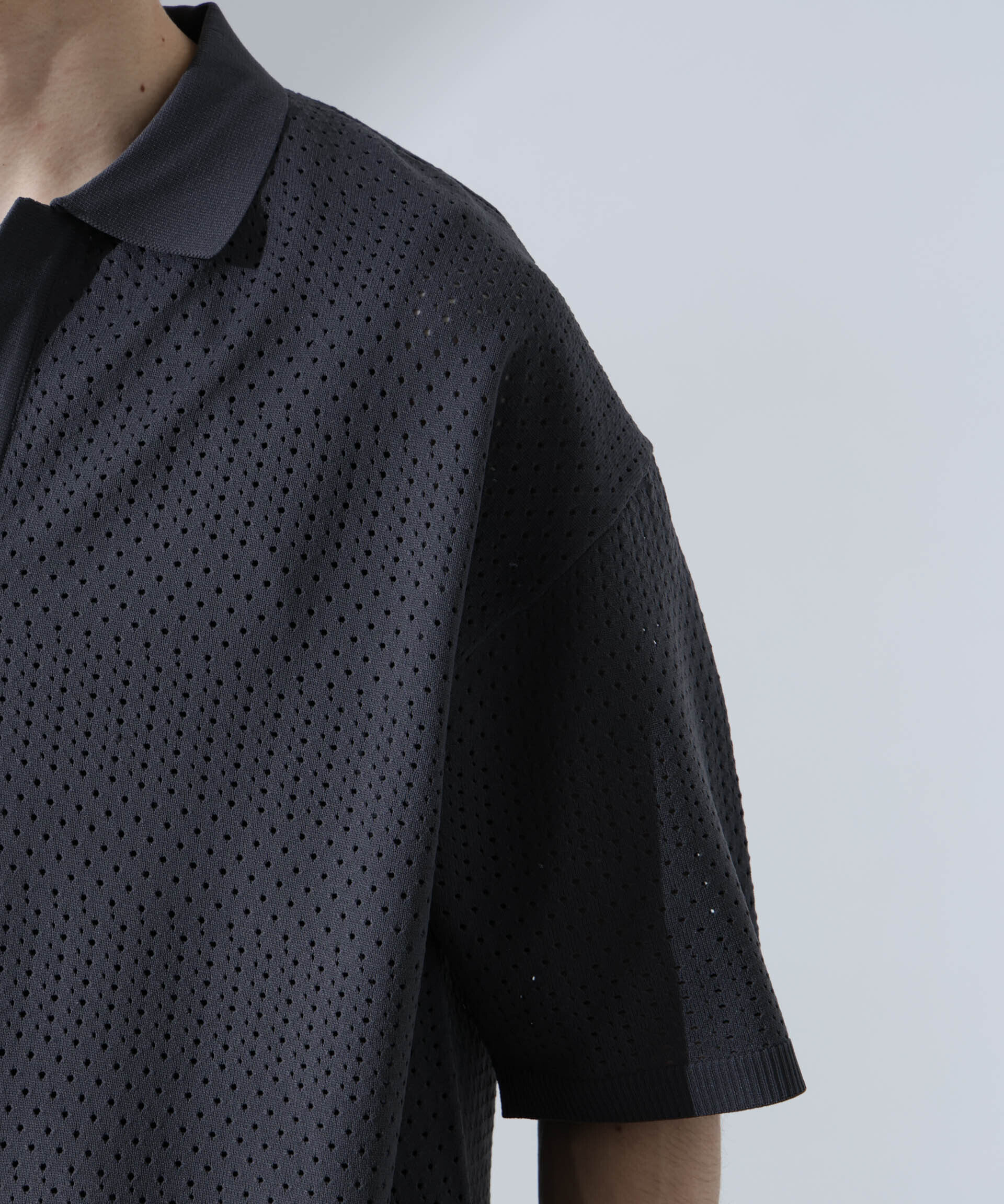 nano･universe「スキッパーテックニットポロシャツ/半袖」|ニット・セーター|