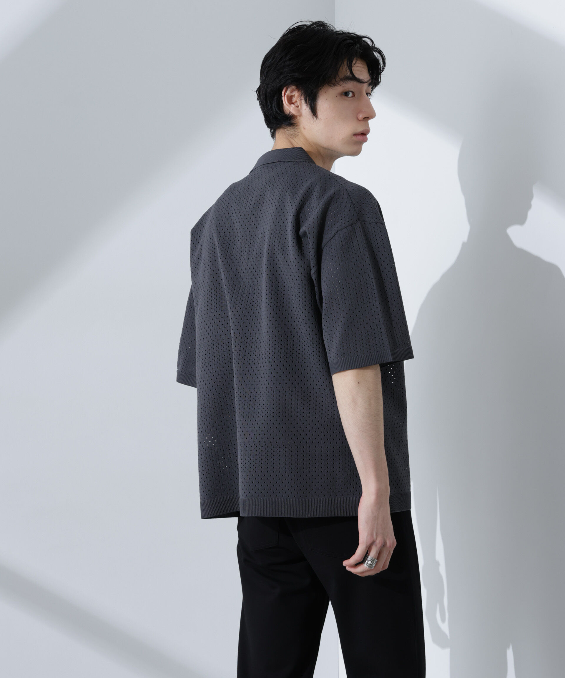 nano･universe「スキッパーテックニットポロシャツ/半袖」|ニット・セーター|