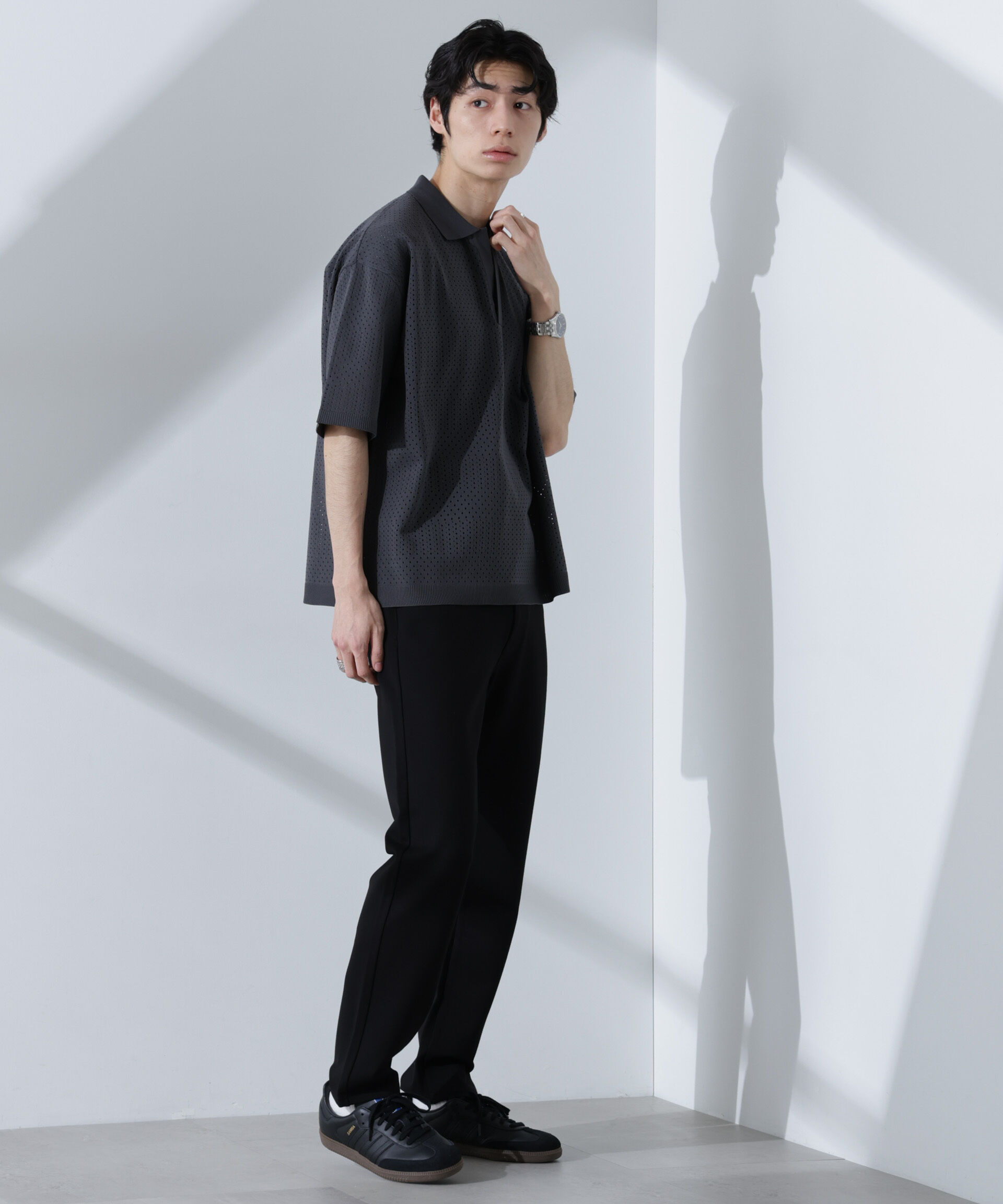 nano･universe「スキッパーテックニットポロシャツ/半袖」|ニット・セーター|