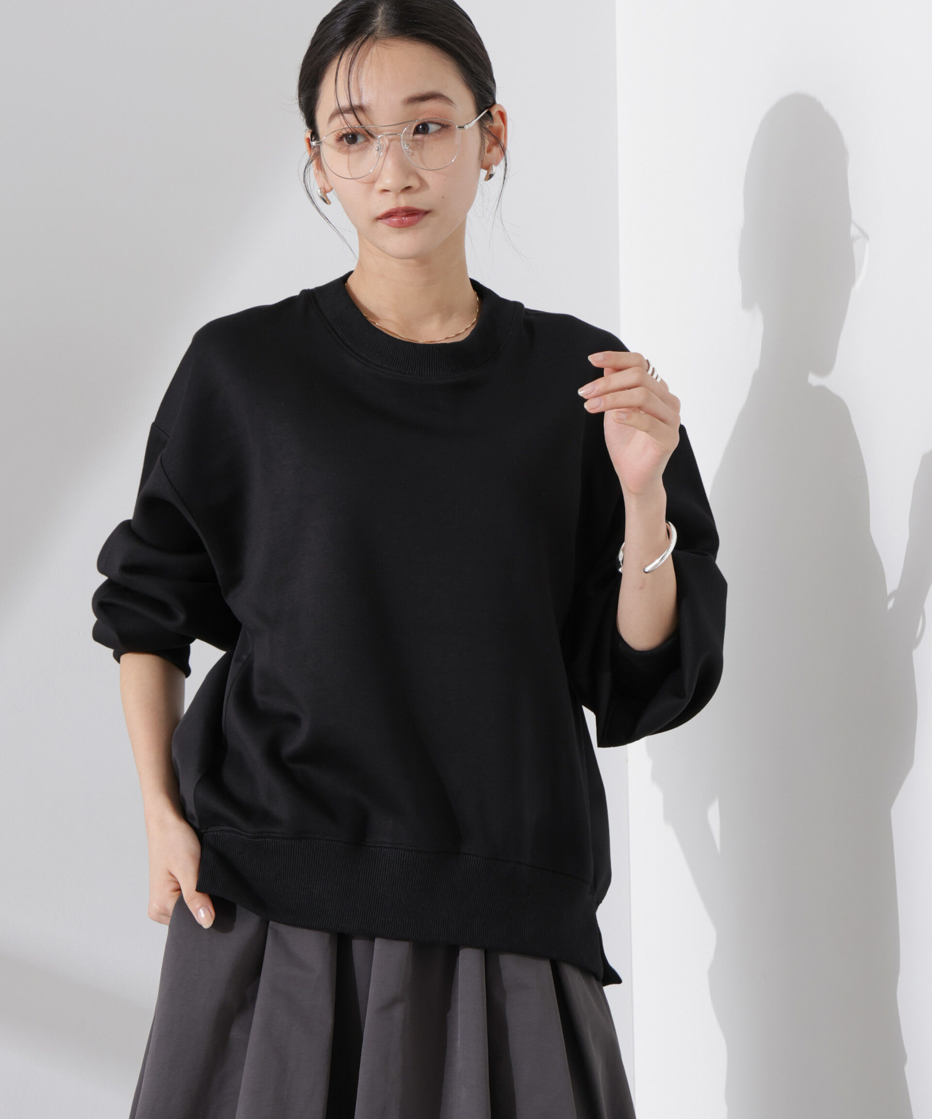 nano･universe「布帛コンビポンチカットトップス」|Tシャツ・カットソー|