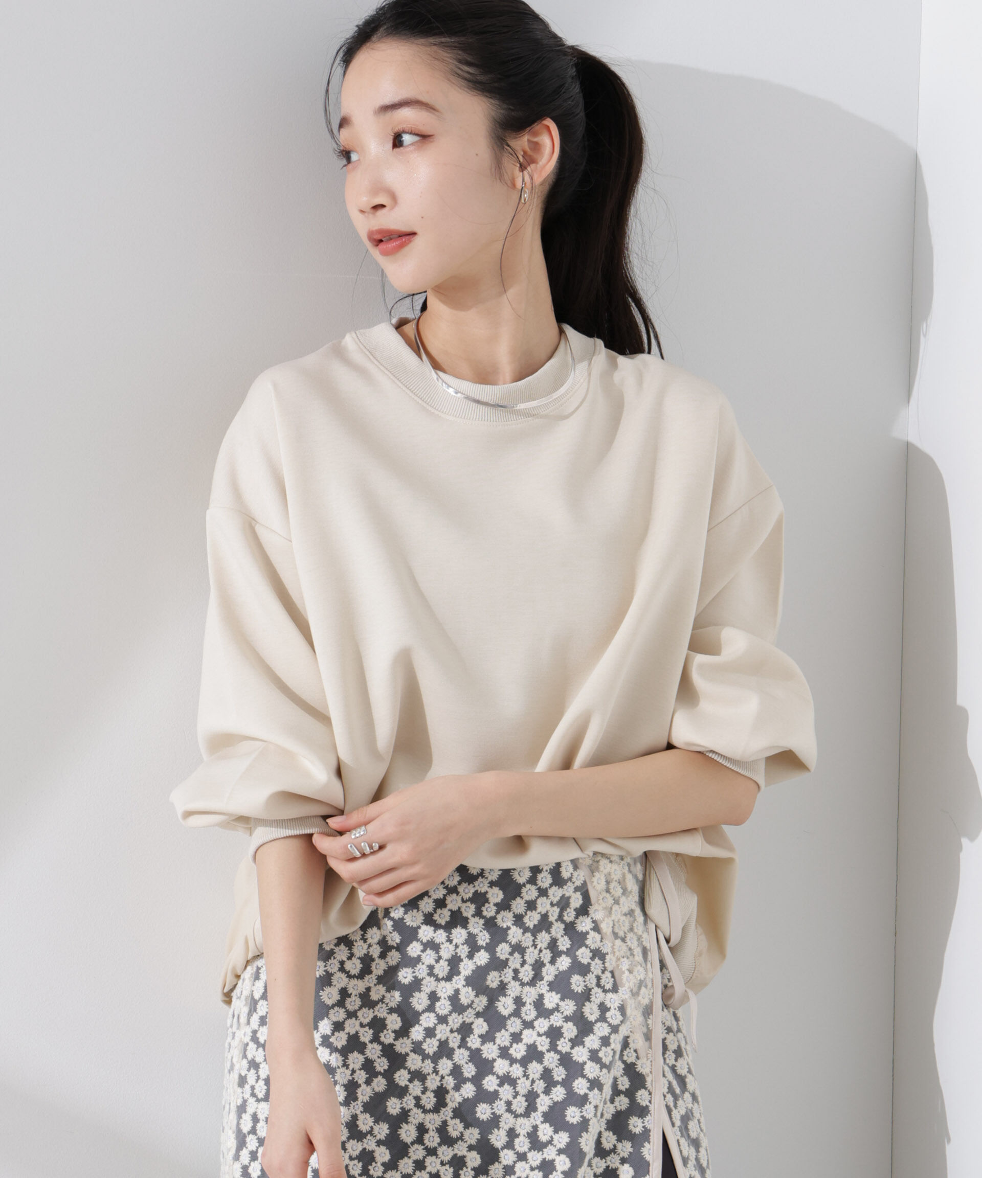 nano･universe「布帛コンビポンチカットトップス」|Tシャツ・カットソー|