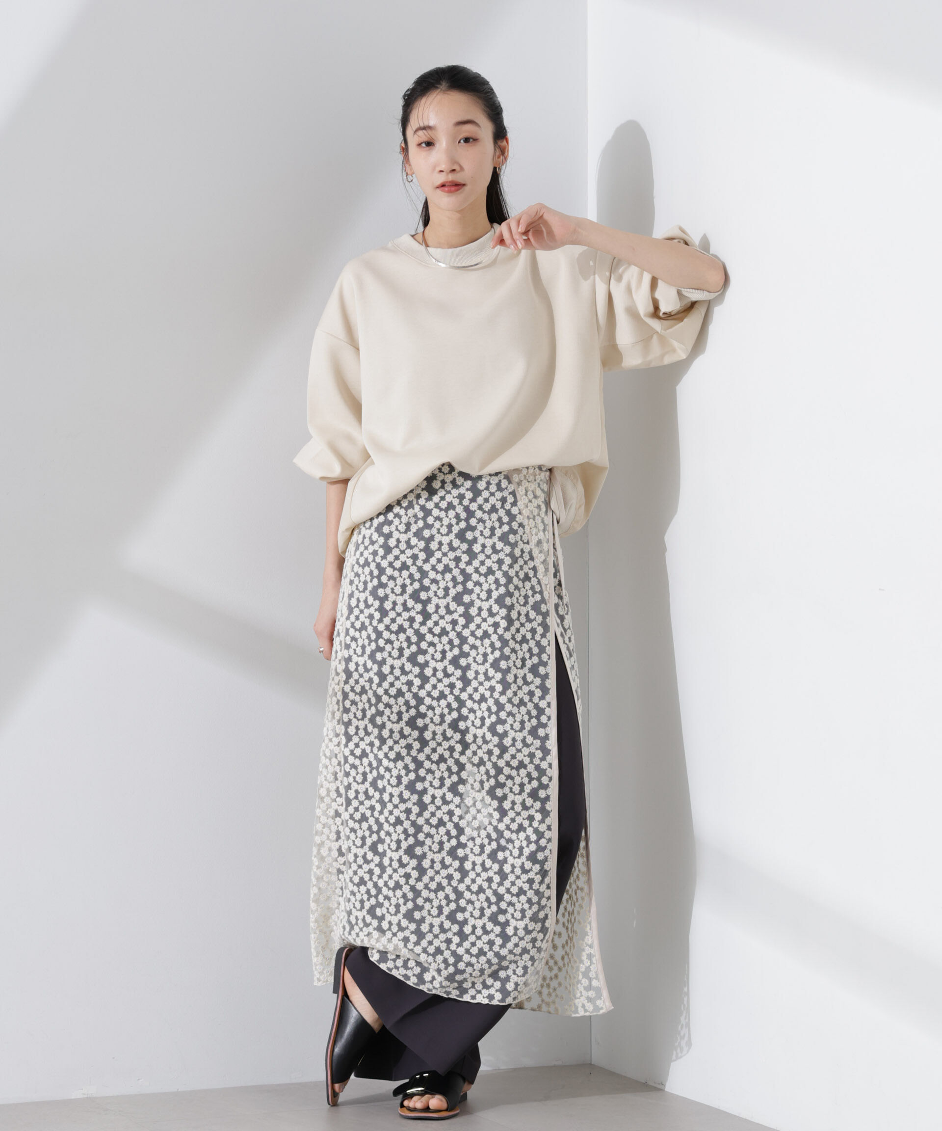 nano･universe「布帛コンビポンチカットトップス」|Tシャツ・カットソー|