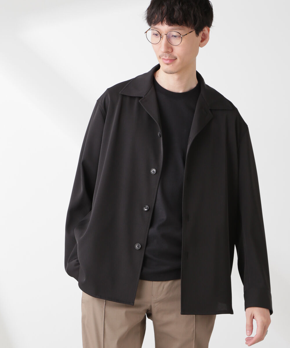 nano･universe「ドライツイル オーバーシャツジャケット」|テーラードジャケット|ブラック