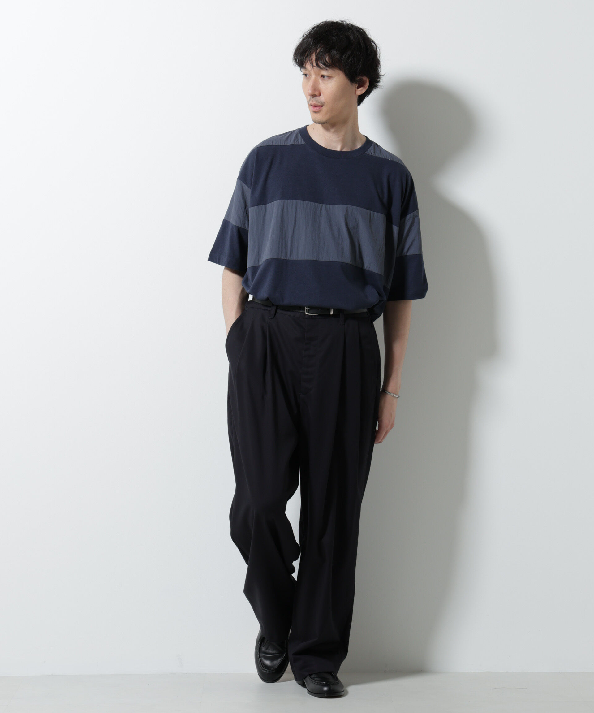 nano･universe「リラックス異素材ボーダーTシャツ 半袖」|Tシャツ・カットソー|