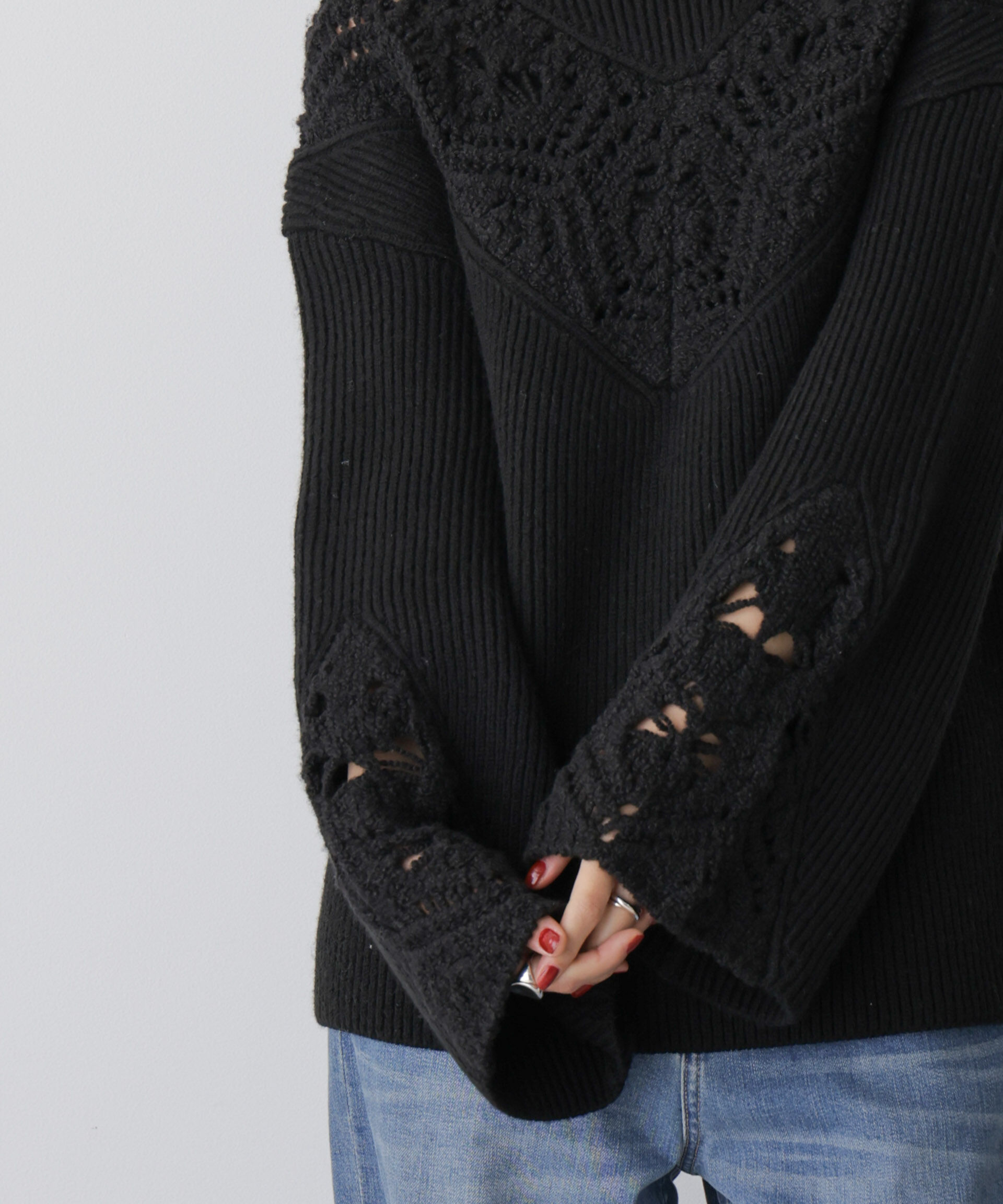  「「STEVELOUR」レースモチーフフレア袖ニット」|ニット・セーター|