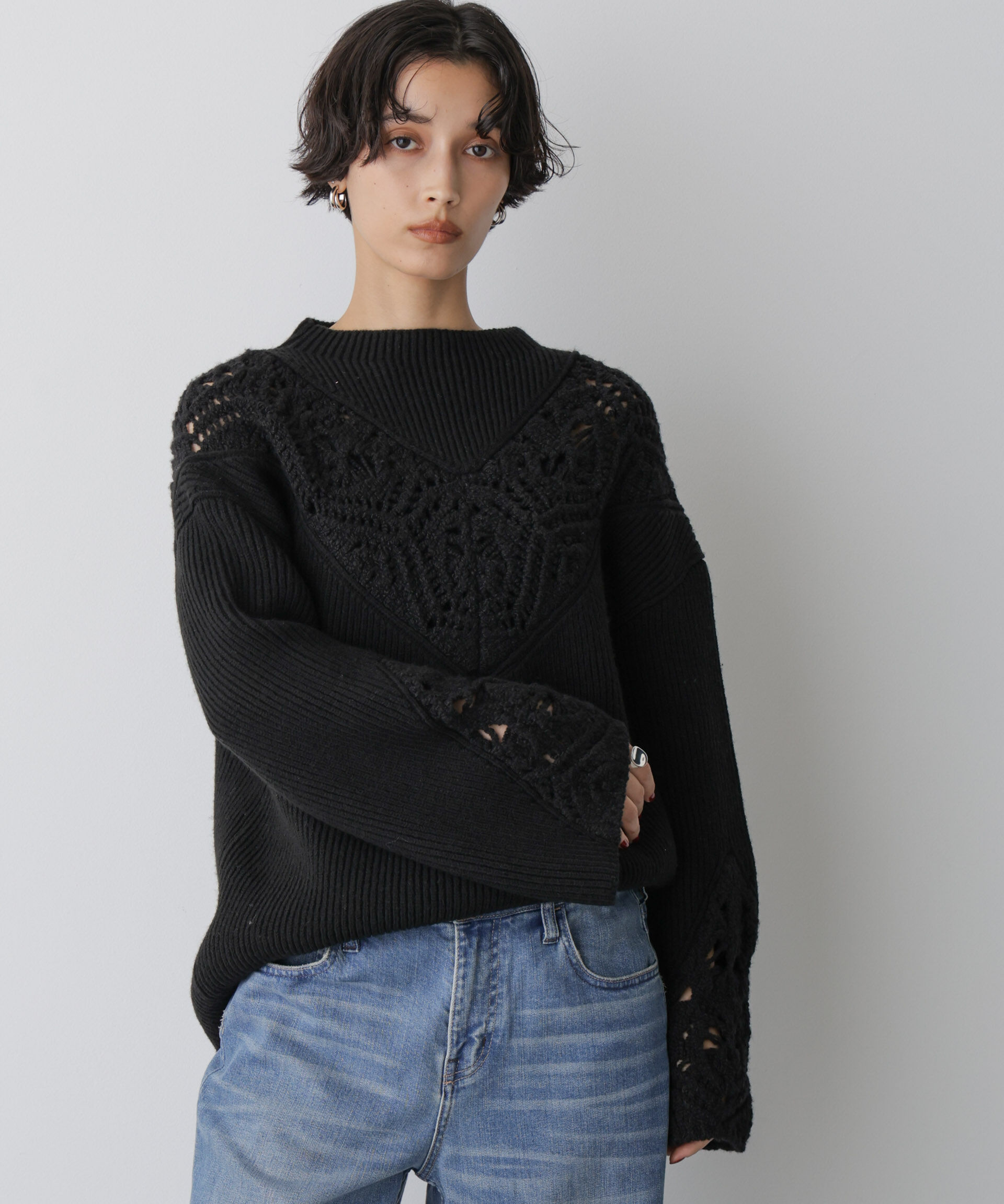  「「STEVELOUR」レースモチーフフレア袖ニット」|ニット・セーター|