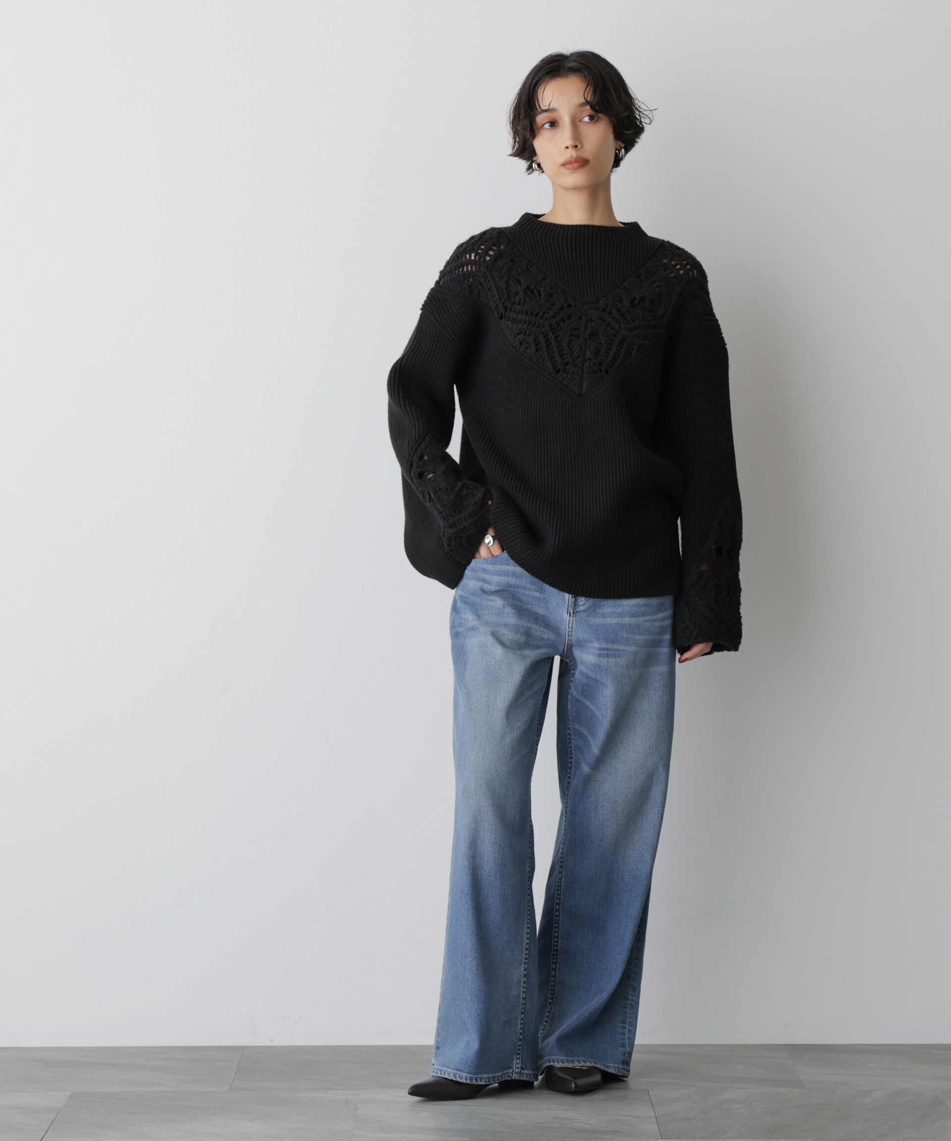  「「STEVELOUR」レースモチーフフレア袖ニット」|ニット・セーター|