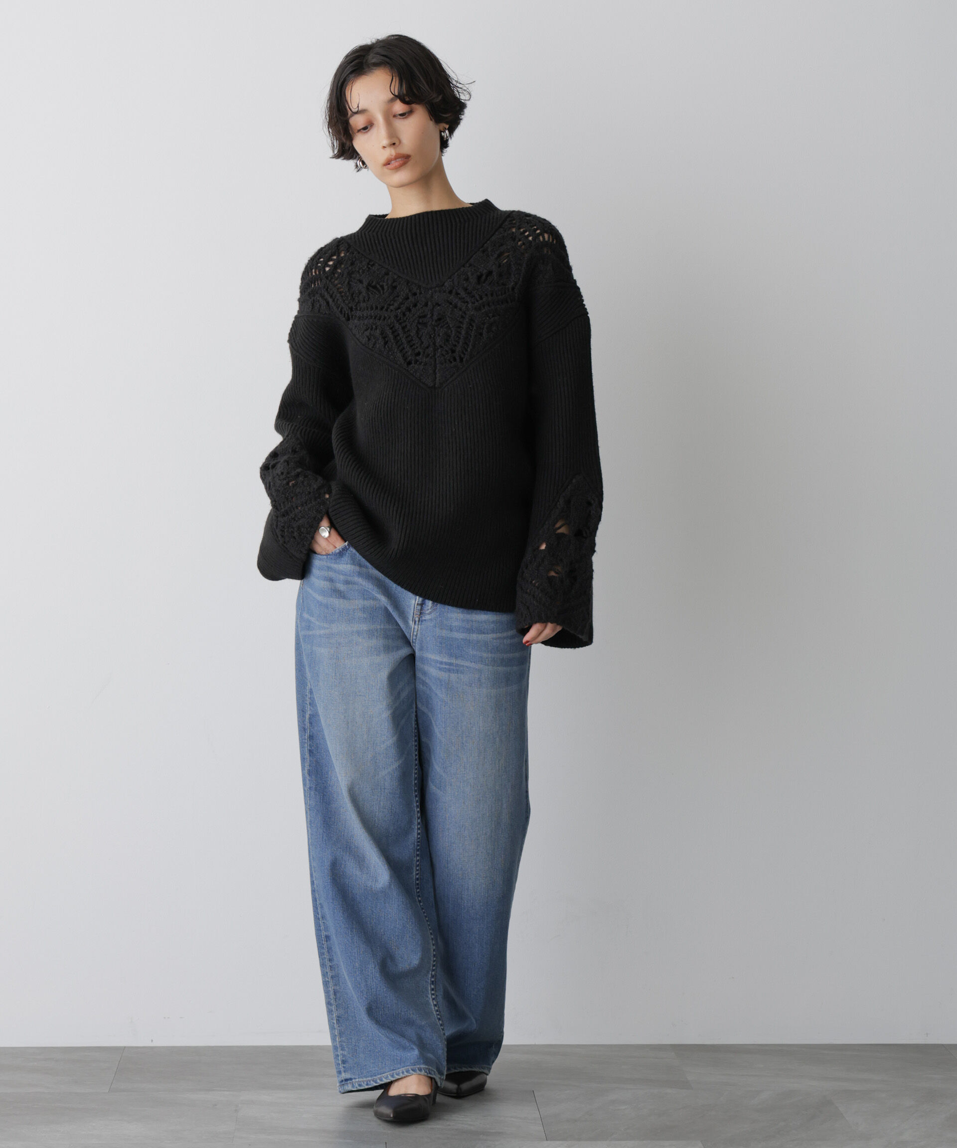  「「STEVELOUR」レースモチーフフレア袖ニット」|ニット・セーター|