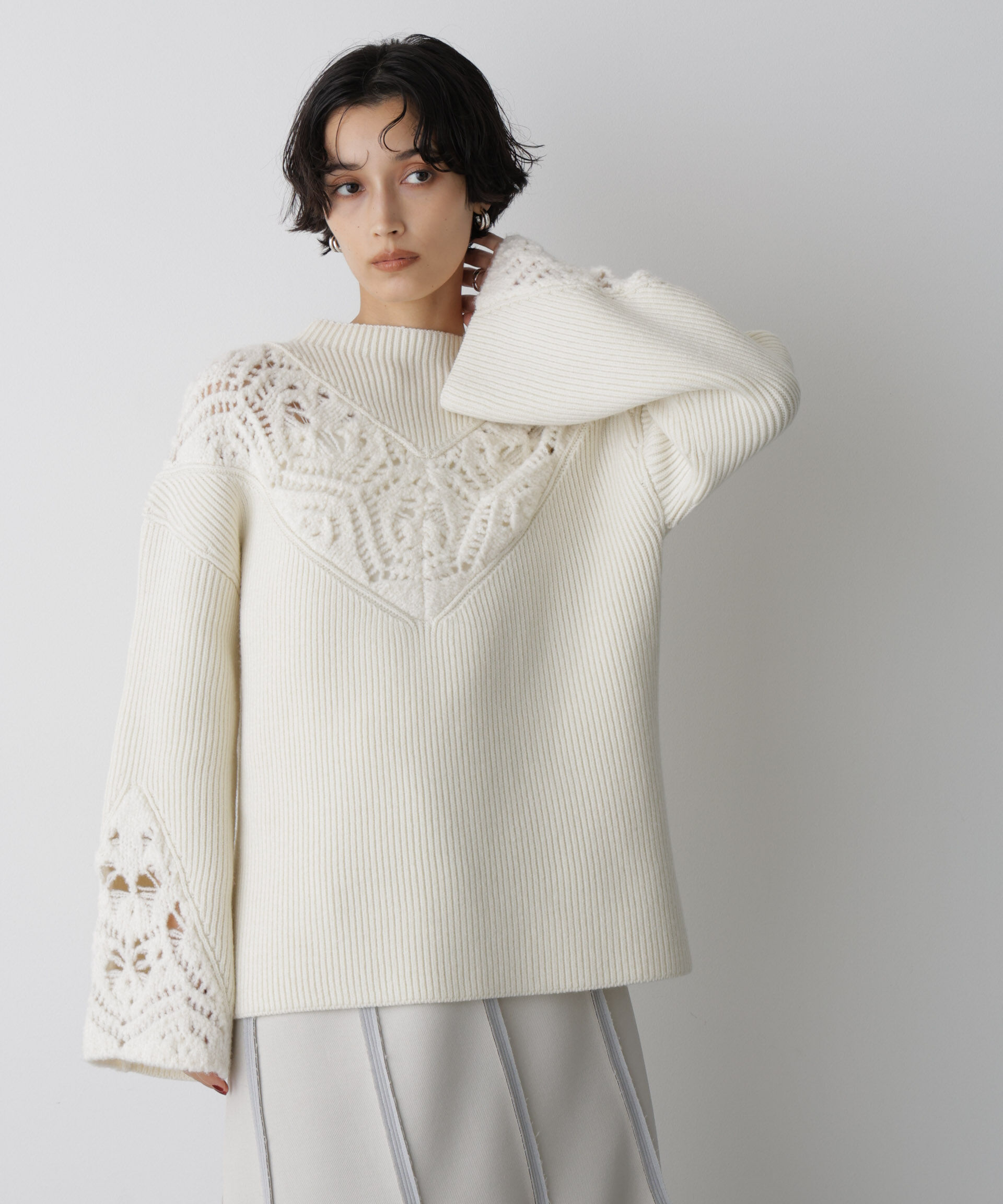  「「STEVELOUR」レースモチーフフレア袖ニット」|ニット・セーター|