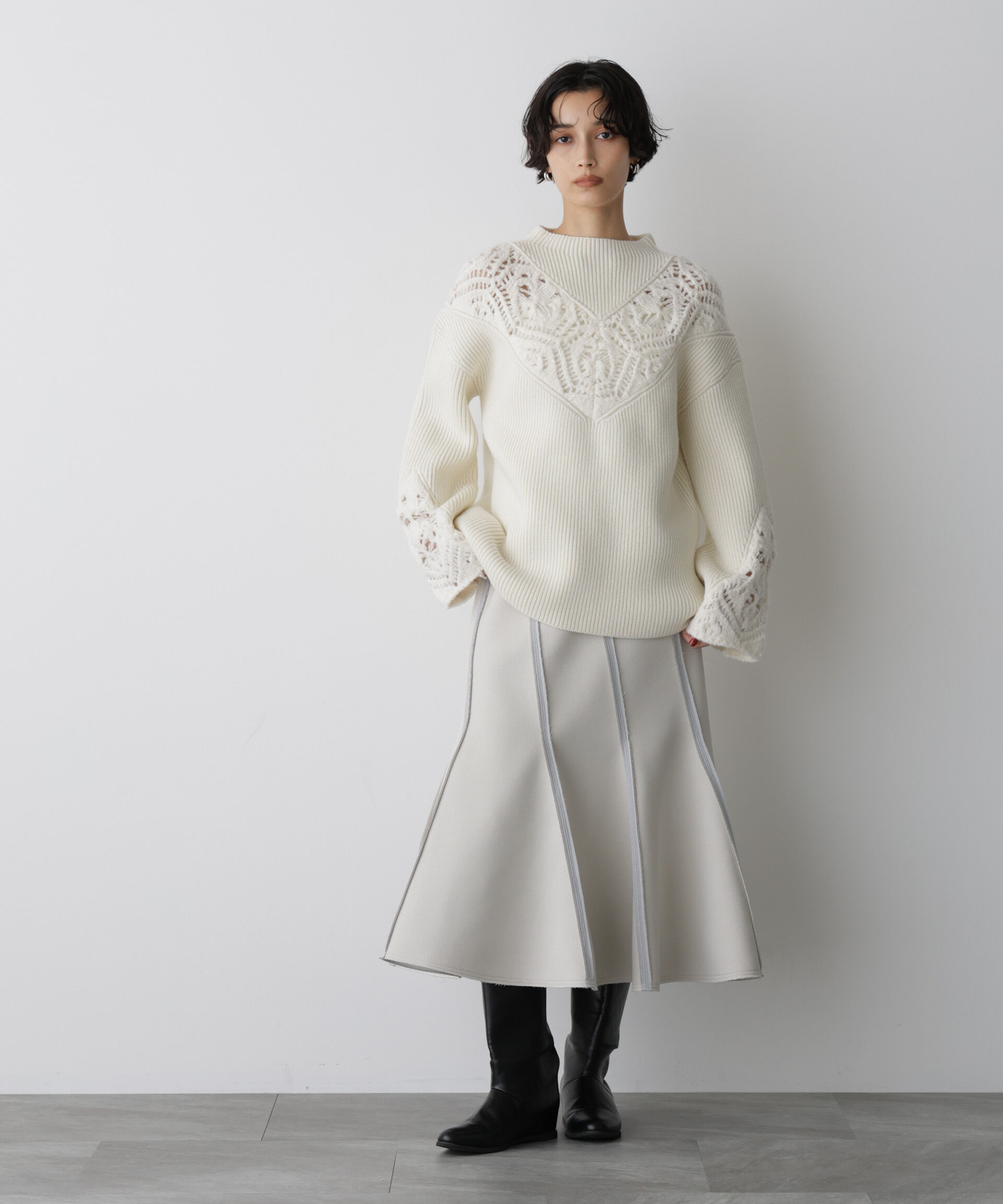  「「STEVELOUR」レースモチーフフレア袖ニット」|ニット・セーター|