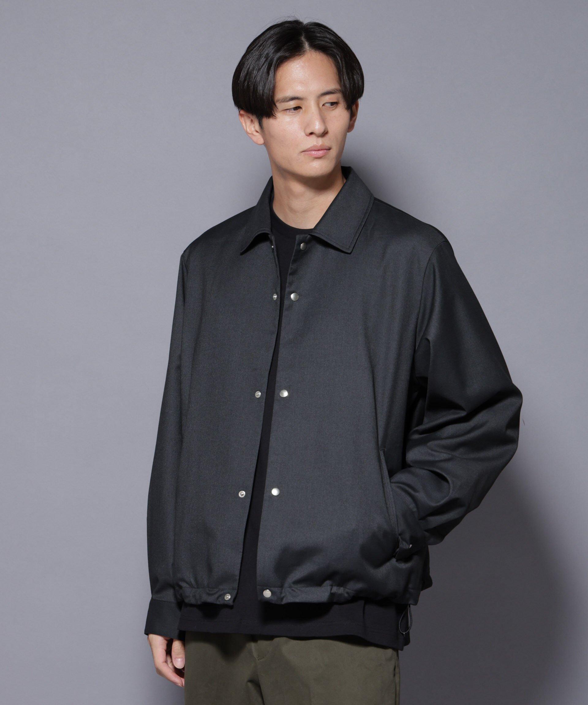 nano･universe「DELEGANTE エアリーサキソニーコーチジャケット」|ブルゾン・スタジャン|