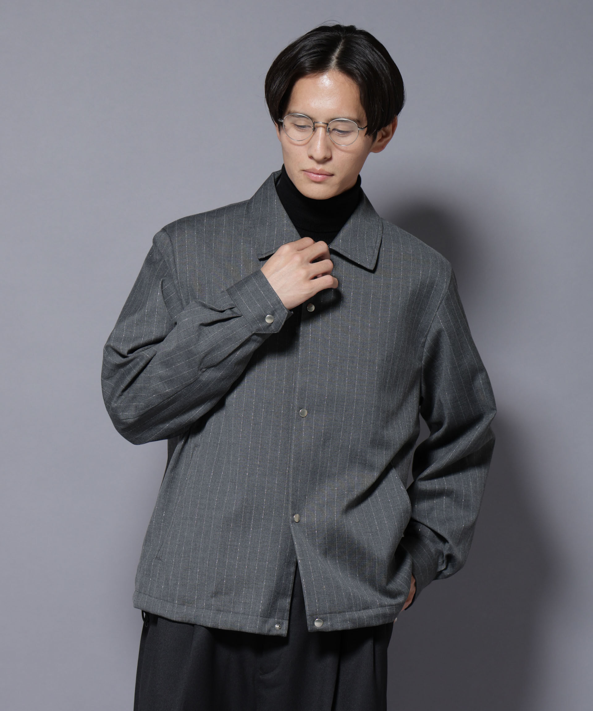 nano･universe「DELEGANTE エアリーサキソニーコーチジャケット」|ブルゾン・スタジャン|