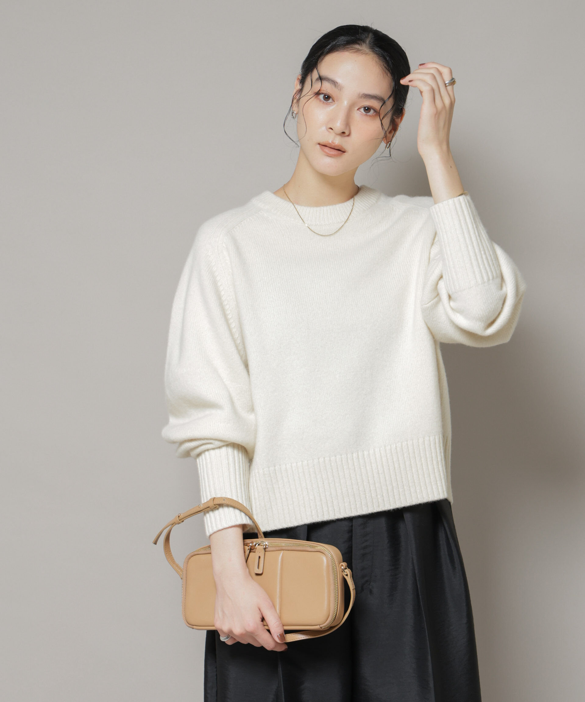 nano･universe「AQUAウールカシミヤクルーネックニットプルオーバー」|ニット・セーター|