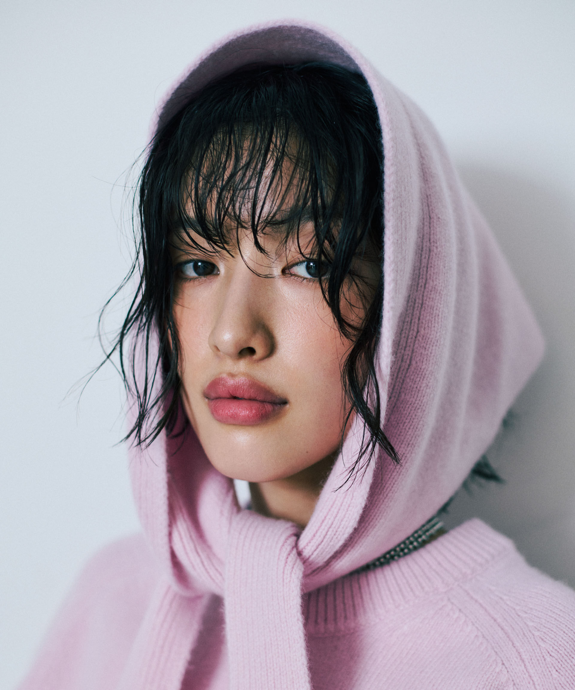 nano･universe「AQUAウールカシミヤトライアングルストール」|マフラー|ピンク