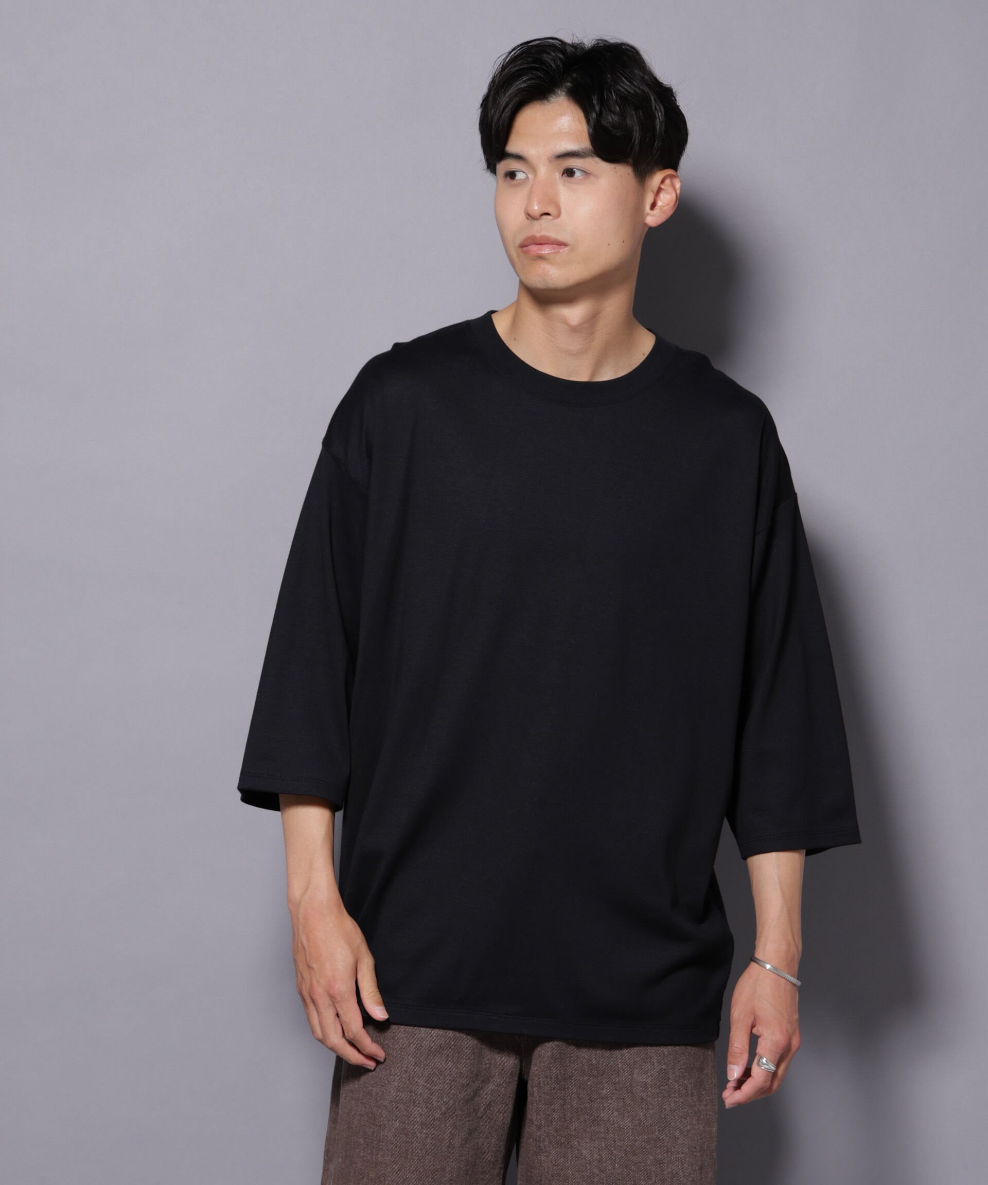 nano･universe「Anti Soaked(R) 汗染み防止 クルーネックワイドTシャツ七分袖」|Tシャツ・カットソー|