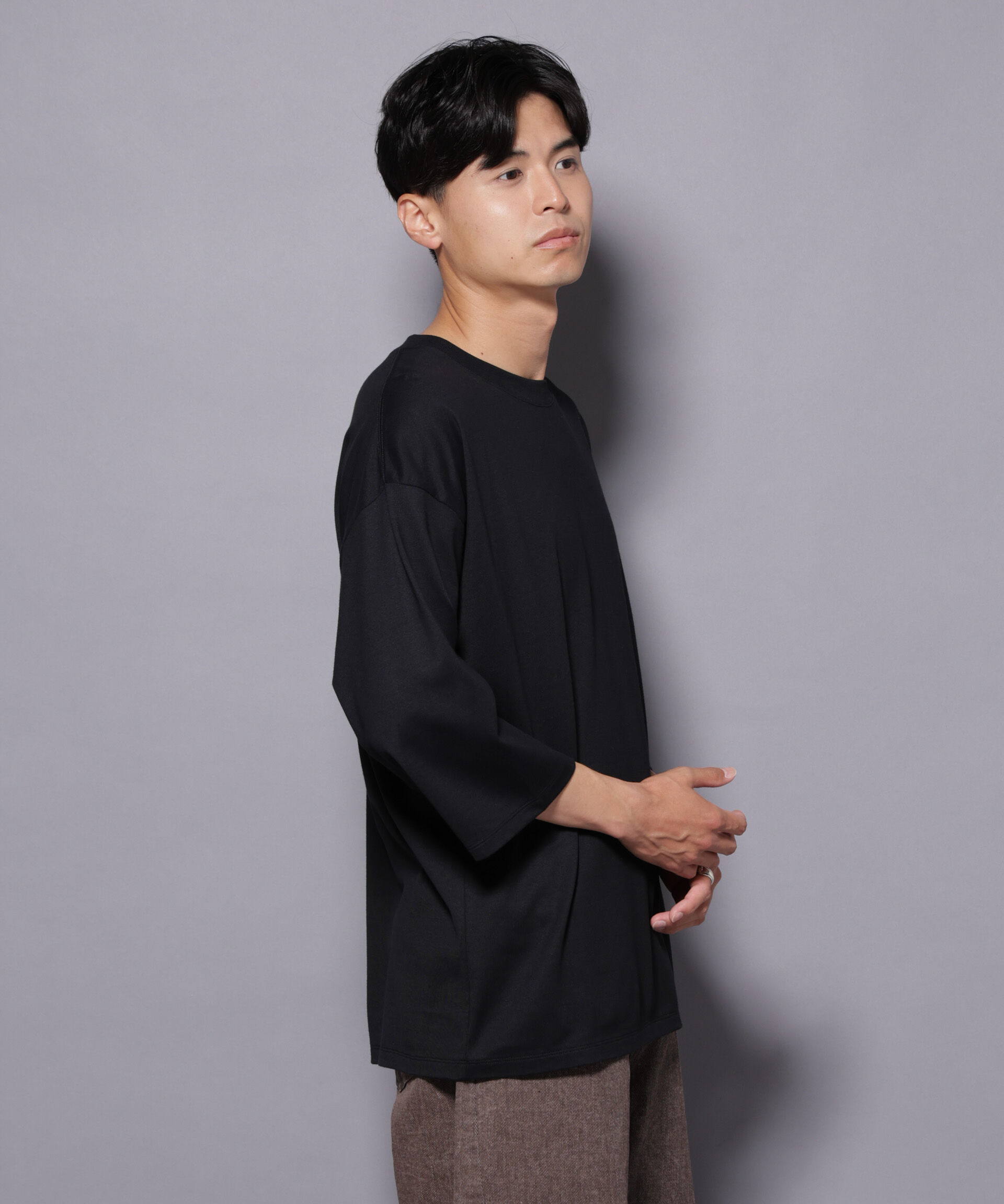 nano･universe「Anti Soaked(R) 汗染み防止 クルーネックワイドTシャツ七分袖」|Tシャツ・カットソー|