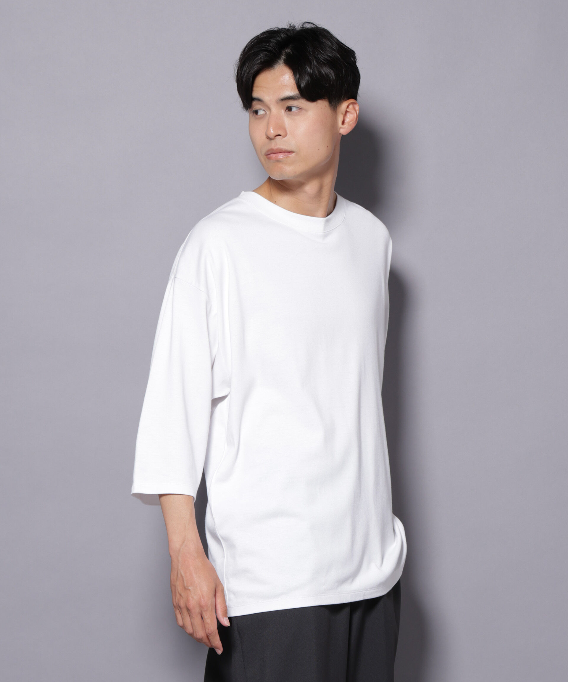 nano･universe「Anti Soaked(R) 汗染み防止 クルーネックワイドTシャツ七分袖」|Tシャツ・カットソー|