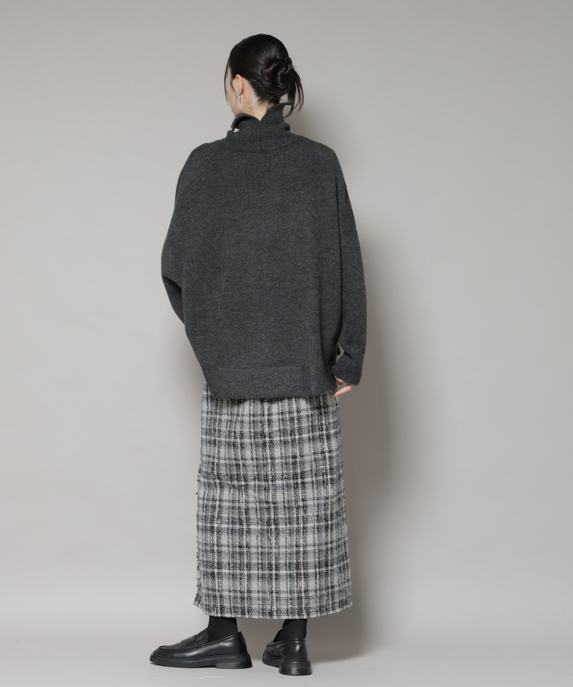 nano･universe「チェックフリンジラップ風スカート(セットアップ可)」|スカート|