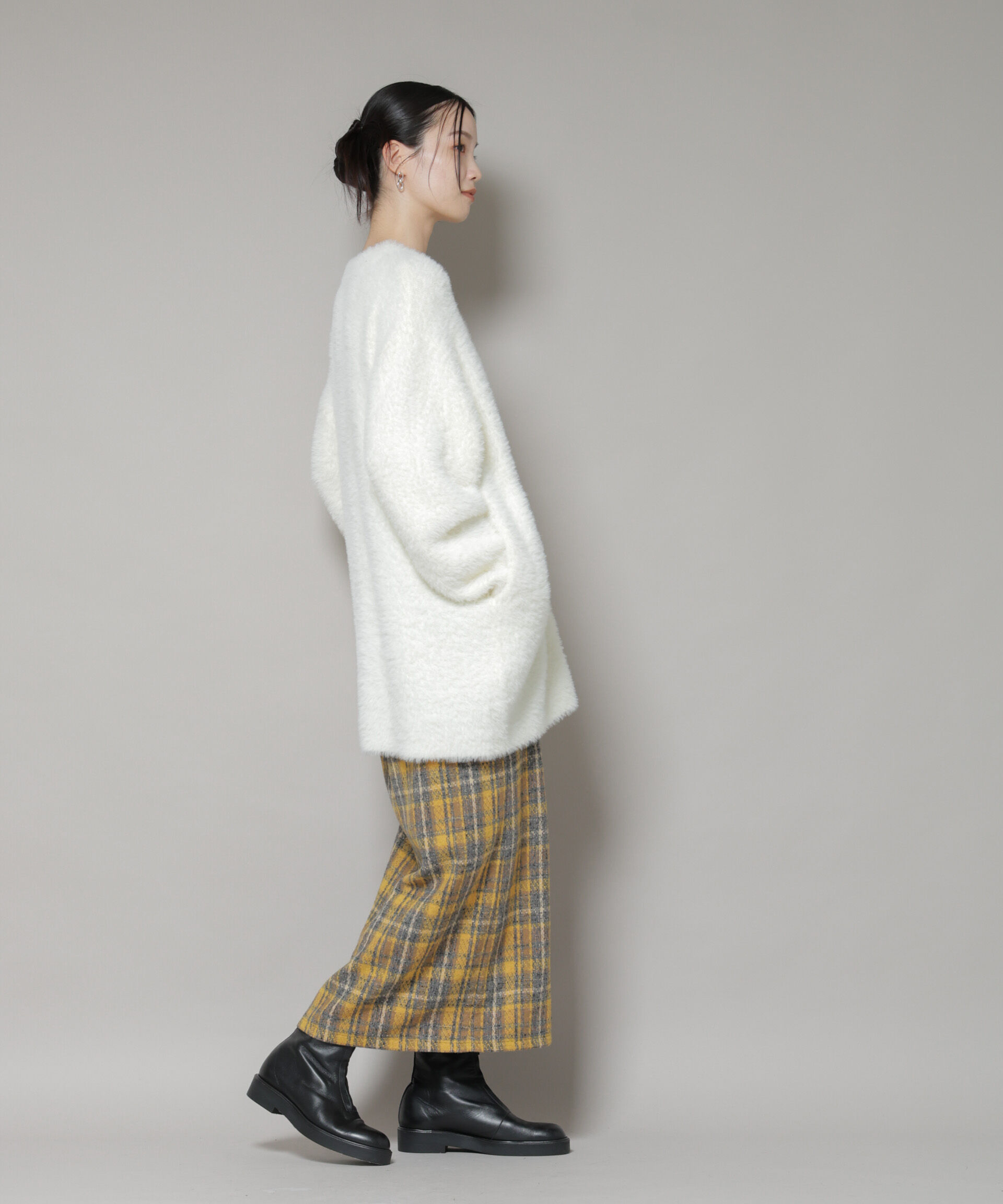 nano･universe「チェックフリンジラップ風スカート(セットアップ可)」|スカート|