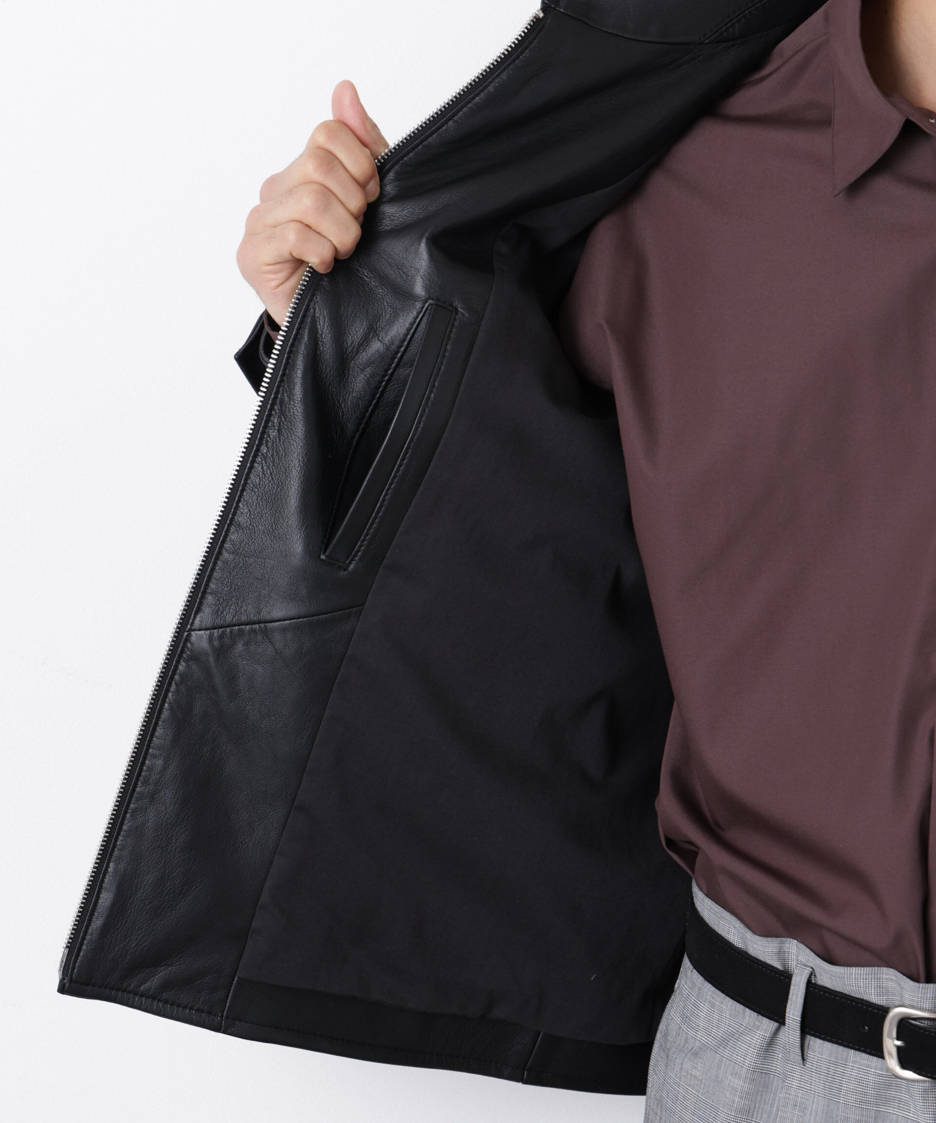 nano･universe「ラムナッパレザーライダースジャケット」|ライダースジャケット|