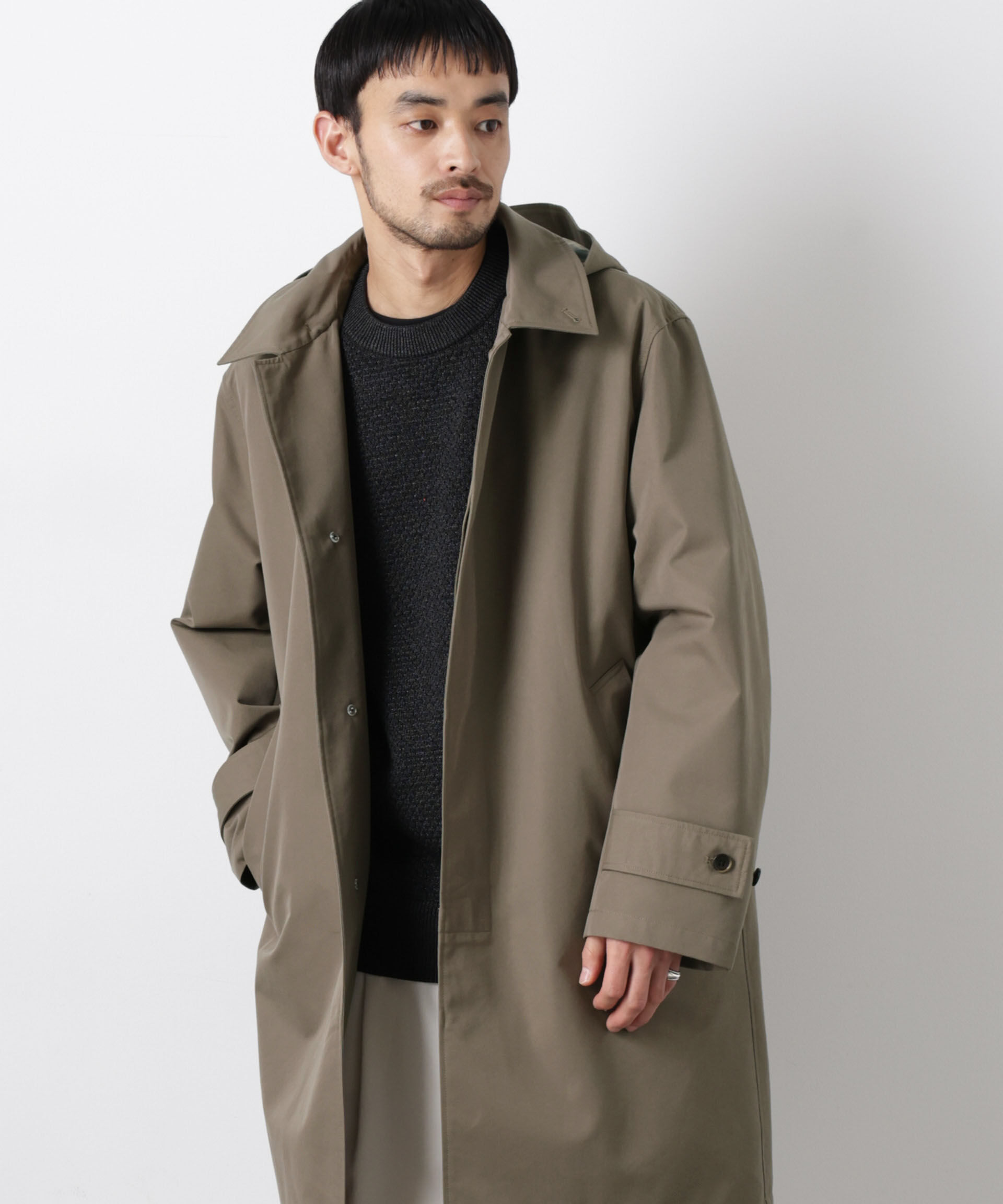 nano･universe「フーデッドステンカラーコート｢WARP PRINT｣ライニング」|その他|