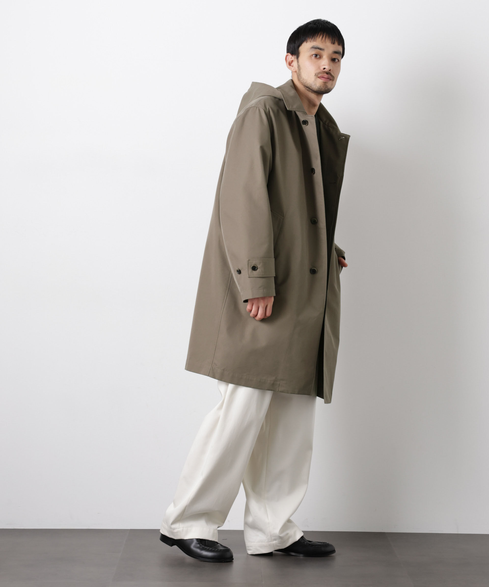 nano･universe「フーデッドステンカラーコート｢WARP PRINT｣ライニング」|その他|