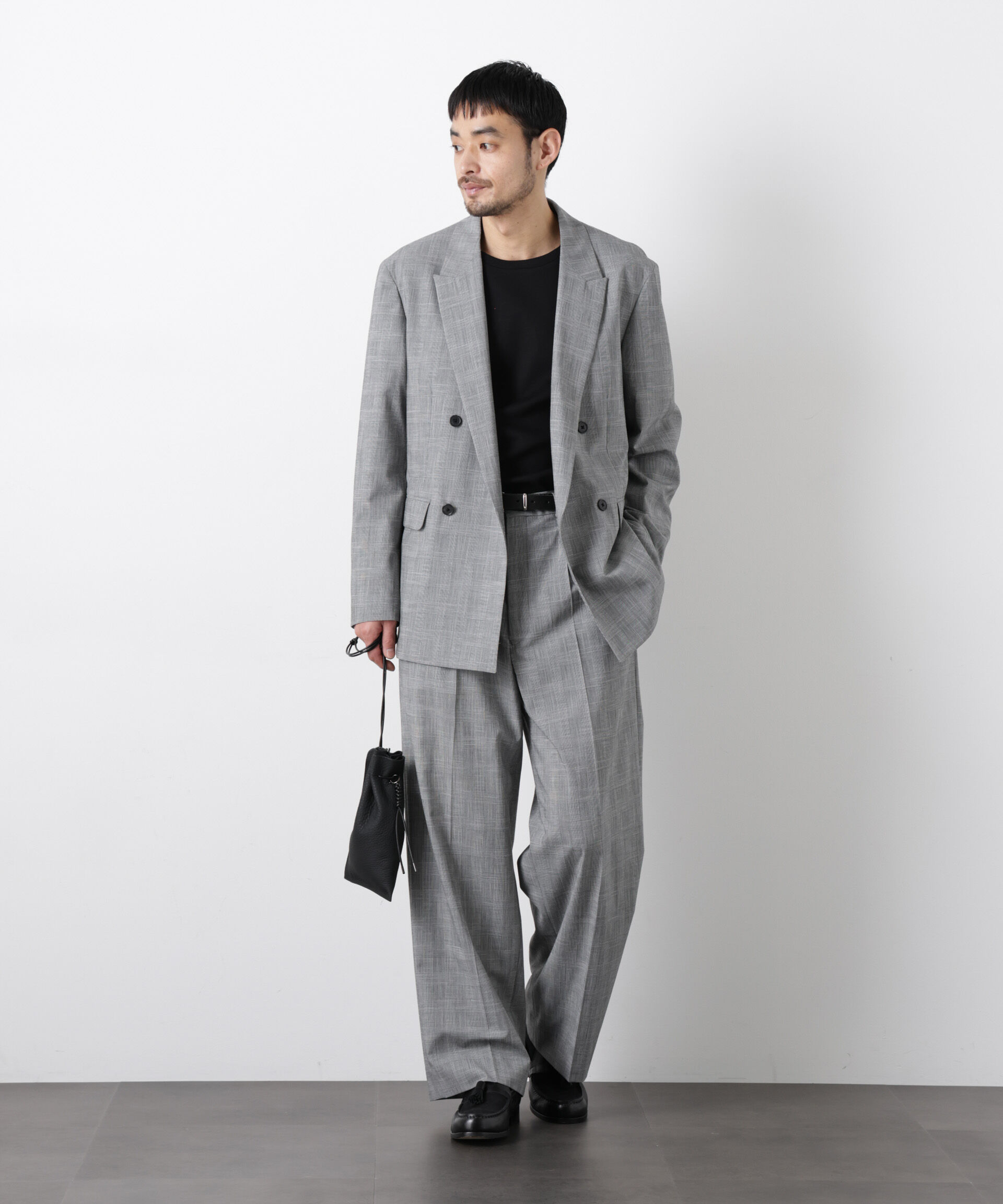 nano･universe「グレンチェックダブルブレストジャケット（セットアップ可）」|テーラードジャケット|