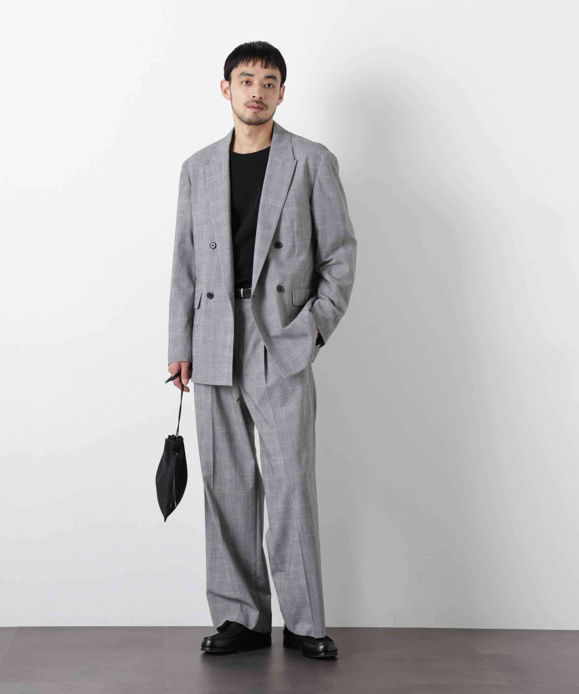 nano･universe「グレンチェックダブルブレストジャケット（セットアップ可）」|テーラードジャケット|